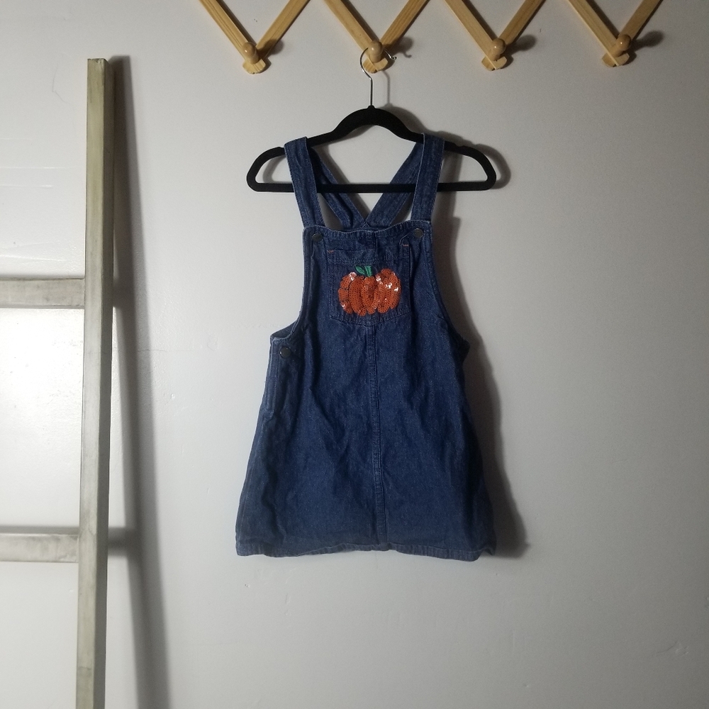 MAX STUDIO KIDS GIRL'S JEAN DRESS WITH PUMPKIN SIZE 5